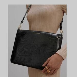 NWT IDEAL OF SWEDEN Women’s Noel Laptop Bag Black Faux Croc